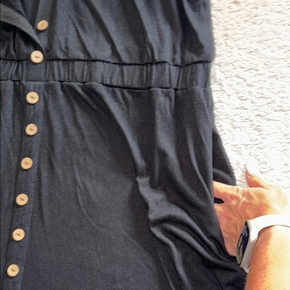 🖤 Women’s Black Tank Dress w/ Pockets & Button Detail – Size XL - Picture 6 of 8